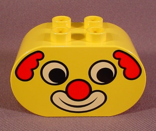 Lego Duplo 4198 Yellow 2X4X2 Brick With Rounded Ends Printed Face &