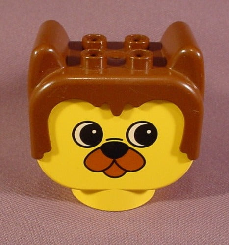 Lego Duplo 2303 Yellow 2X4X3 Dog Figure Head With Brown Ears & Muzz