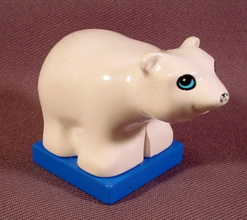 Lego Duplo 2264 Baby Polar Bear Animal Figure On Base Blue Eyes