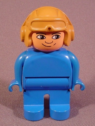 Lego Duplo 4555 Male Articulated Pilot Figure Blue Legs Blue Shirt