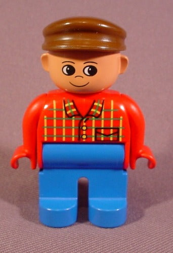 Lego Duplo 4555 Male Articulated Figure, Blue Legs, Red Plaid Shirt