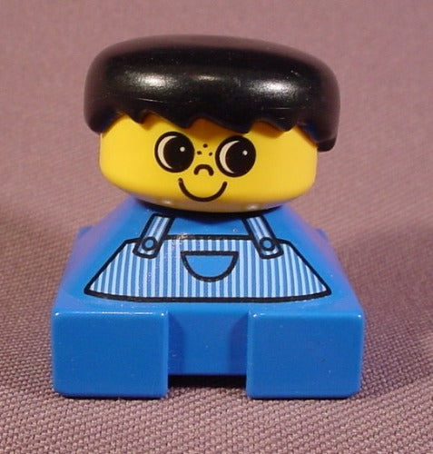 Lego Duplo 2327 Short Bust Figure With Striped Dungarees