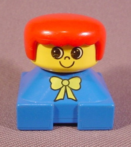Lego Duplo 2327 Short Bust Figure With Blue Shirt & Yellow Bowtie,