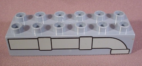 Lego Duplo 2300 Sand Blue Or Gray 2X6 Brick Printed With Pipe