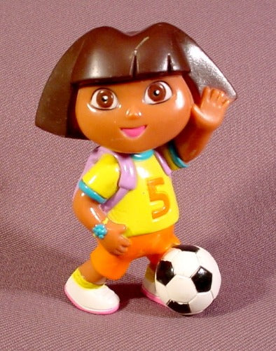 Dora The Explorer With Soccer Ball PVC Figure, 3 1/4" Tall, 2002