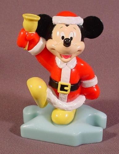 Disney Mickey Mouse In Santa Suit Figure On Puzzle Base, 3 1/4" Tal