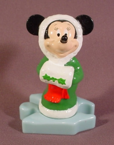 Disney Minnie Mouse In Christmas Outfit Figure On Puzzle Base, 3 1/