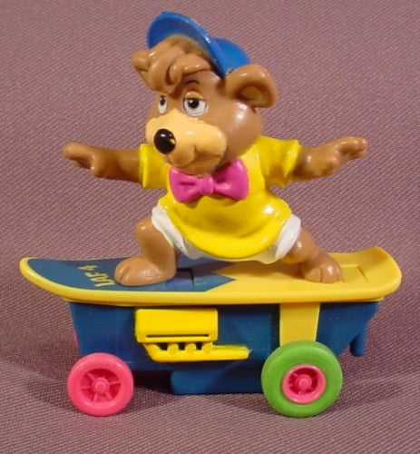 Hanna-Barbera Boo Boo Bear On Skateboard Toy, 1991 Mcdonalds, 2 7/8