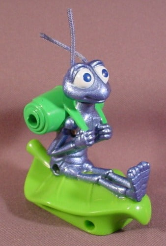 Mcdonalds 1998 A Bug's Life Pull Back Flik On Leaf Figure Toy, 3" T