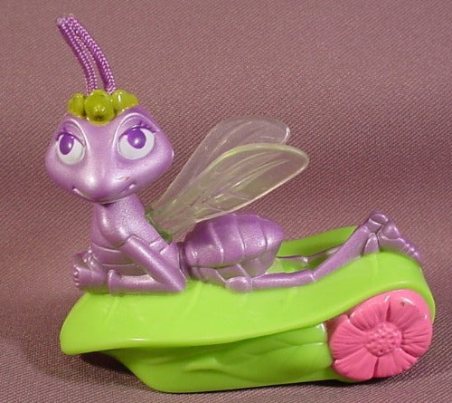 Mcdonalds 1998 A Bug's Life Pull Back Atta On Leaf Figure Toy, 3" T