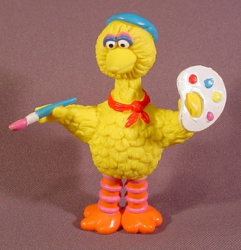 Sesame Street Big Bird With Red Paint Brush & Pallet PVC Figure