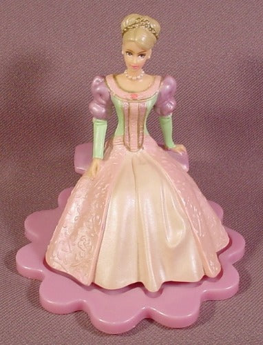 Barbie Princess Figure Sitting On A Pink Bench With Base, 3 1/2" Ta