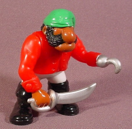 Fisher Price 1995 Pirate Figure, Green Hat, Sword & Hook Hand