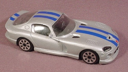 Burago Viper Gts Coupe, 1:43 Scale, 4" Long, Silver With Blue Racin
