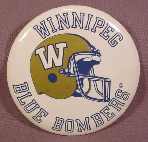 Pinback Button 3 1/2" Round, Winnipeg Blue Bombers, Cfl Football