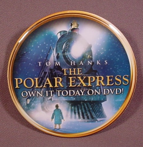 Pinback Button 3 1/2" Round, The Polar Express, Tom Hanks, Movie Dv