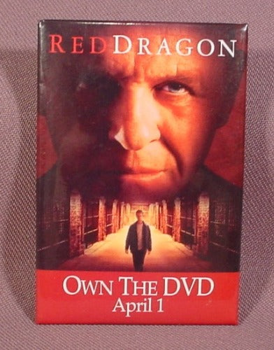 Pinback Button 3 1/8 By 2 1/8", Red Dragon, 2003, Anthony Hopkins,