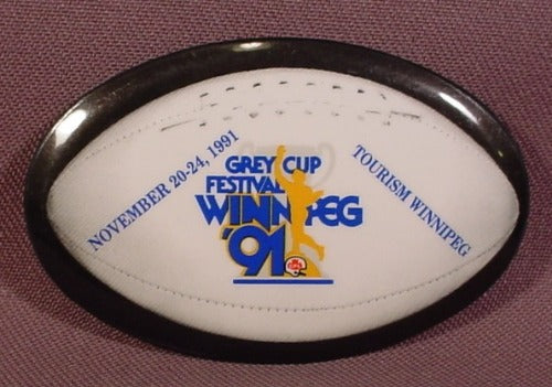 Pinback Button 2 3/4" By 1 3/4" Oval, Grey Cup Festival Winnipeg 19