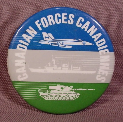Pinback Button 2 1/4" Round, Canadian Forces, Army Navy Air Force