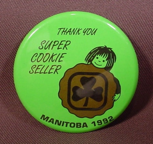 Pinback Button 2 1/4" Round, Girl Guides, Super Cookie Seller, Mani