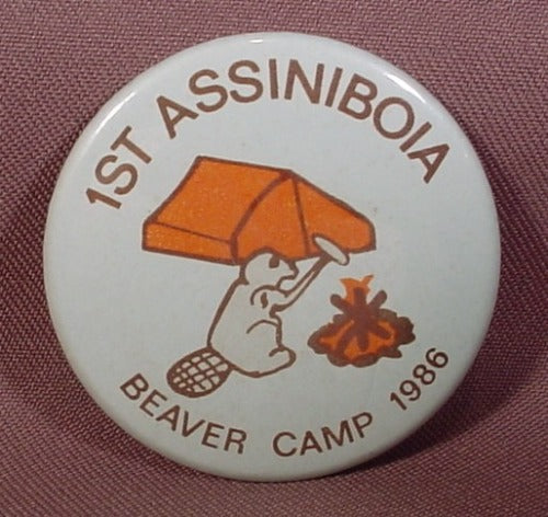 Pinback Button 2 1/4" Round, Boy Scouts, 1St Assiniboia Beaver Camp