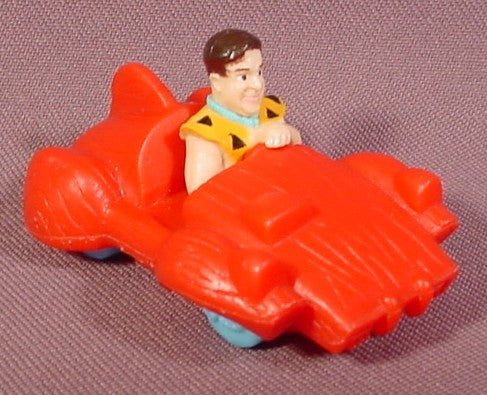 Flintstones Fred In Red Car Toy, 2 1/4" Long, Hanna-Barbera
