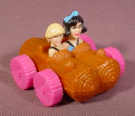 Flintstones Betty Rubble & Bam-Bam In Wood Log Car Toy, 2" Long, Ha
