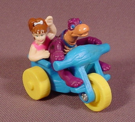 Flintstones Pebbles & Dino On Blue Trike Toy, 2" Long, Hanna-Barber