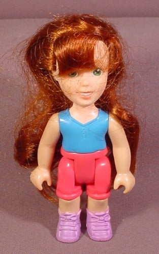 Doll Figure With Long Red Hair, Pink Shorts, 5" Tall, 1997 Galoob