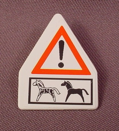 Playmobil White Sign With A Clip On The Back And Horses Sticker
