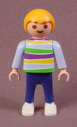 Playmobil Male Boy Child Figure In A Light Blue Shirt