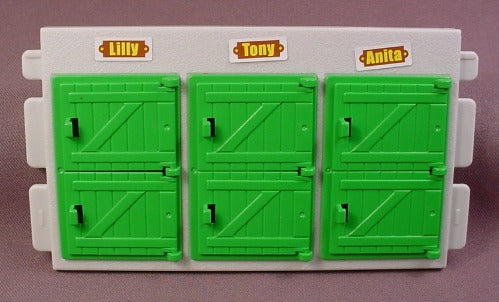 Playmobil Gray Wall With 3 Green Double Horse Stall Doors
