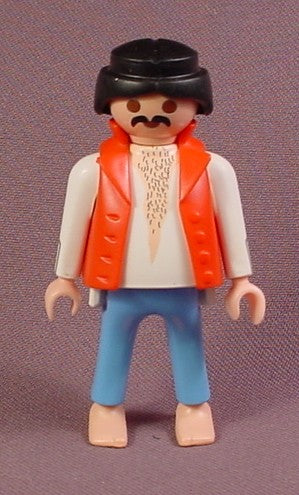 Playmobil Adult Male Pirate Figure With A Hairy Chest and A Red Vest
