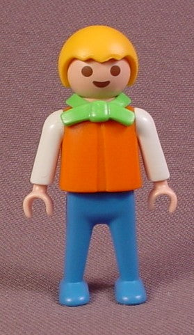 Playmobil Male Boy Child Figure In An Orange Shirt