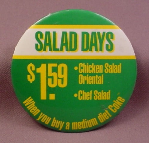 Pinback Button 3 1/2" Round, Mcdonalds, Chicken Salad Oriental