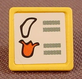 Playmobil Light Yellow Square House Number Or Price Sign With A System X Plug In The Back, Has A Sticker With A Tulip & Lily Applied, 5639, 30 25 3230