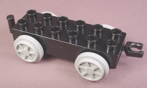 Lego Duplo 4559 Black 2X6 Train Car Base With Medium Stone Gray