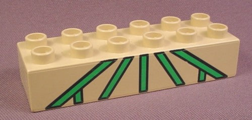 Lego Duplo 2300 Tan 2X6 Brick, Green Lattice Triangle Middle Sectio