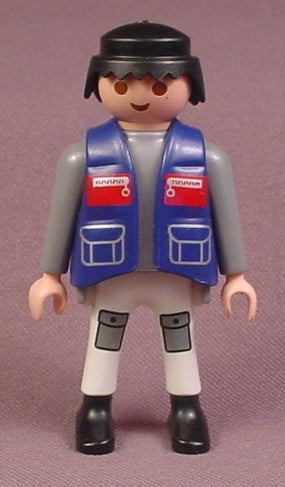 Playmobil Adult Male Figure In A Blue Vest With Pockets