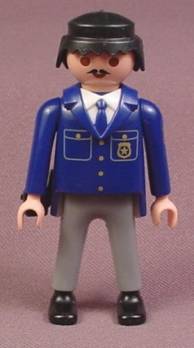 Playmobil Adult Male Police Officer Figure, Dark Blue Jacket, Gold
