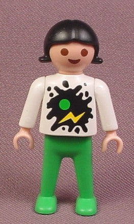 Playmobil Female Girl Child Figure In Green Pants And A White Shirt