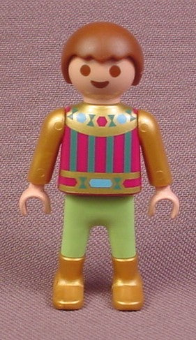Playmobil Male Boy Child Prince Figure In Gold Shoes & Shirt