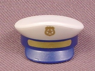 Playmobil White Peaked Police Hat With Blue Interior & Gold Badge