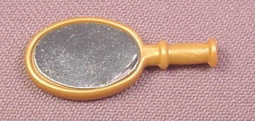 Playmobil Gold Hand Held Oval Mirror, With Silver Mirror Sticker