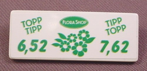 Playmobil White Rectangular Sign With 2 Clips & Green 6.52 Sticker