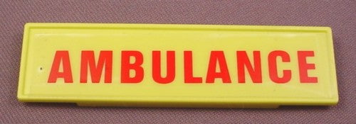 Playmobil Yellow Or Lime Green Sign With Red Ambulance Text 3130
