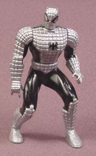 Spider-Man Black & Silver Die-Cast Metal Figure, 2 1/2 "  Tall, 1997