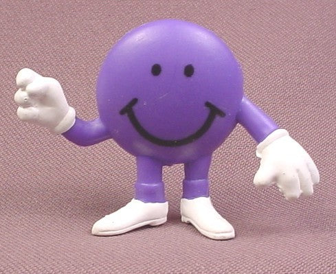 Purple Round Smiley Face PVC Figure, 1 5/8" tall