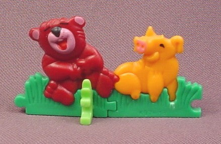 Kinder Surprise 1997  Plastic Puzzle, Brown Bear & Orange Pig