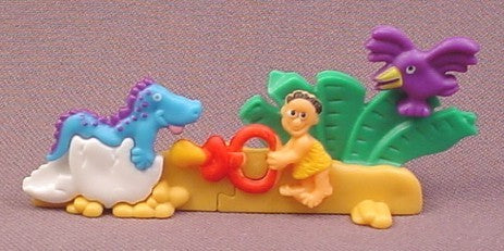 Kinder Surprise 2000 Plastic 3D Puzzle, Caveman & Baby Dinosaur